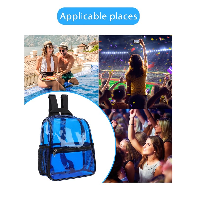 TINYAT Small Clear Backpack Stadium Approved 12x12x6 Transparent Bag See