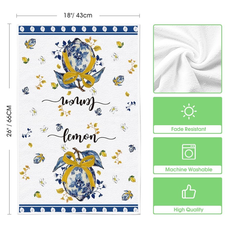 Artoid Mode Lemon Bow Flowers Chinoiserie Summer Kitchen Towels Dish