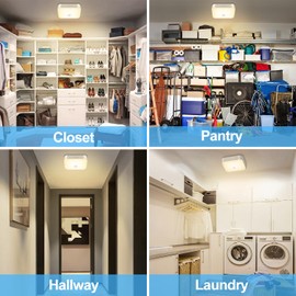 WhitePoplar Rechargeable Motion Sensor Ceiling Light Without Wiring, 500LM Wireless Battery Operated Closet Light, Shower Light 3000K Warm, Indoor Motion Light for Closet Shower Porch Hallway Garage