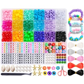 GAGANIU Bracelet Making Kit, Friendship Bracelet Kit Beads for bracelets making Colorful Pony Beads Polymer Clay Beads Charms Letter Beads for jewelry making, DIY Beading Supplies Crafts Set