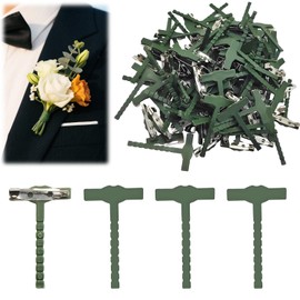 90pcs Plastic Boutonniere Safety Pins,Boutonniere Pins,Boutonniere Supplies,T Pins,Boutonniere Kit,T-Shaped Corsage Pin,Safety Pins for Wedding DIY Flower Brooch Boutonniere Supplies, Green