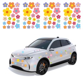 HAICN 72Pcs Multi Coloured Daisy Car Stickers Flower Car Stickers Fun Window Sticker Art Decorations Stickers for Car Body Window Decorations