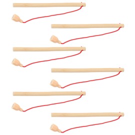 NUOBESTY Wooden Magnetic Fishing Pole 6PCS Wooden Magnetic Fishing Poles Magnetic Fishing Rods Wooden Magnetic Fishing Game for Kindergarten Preschool Girl Boy Magnetic Fishing Rod