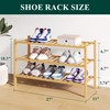 Smiry Bamboo Shoe Rack for Closet, 3 Tier Wooden Stackable