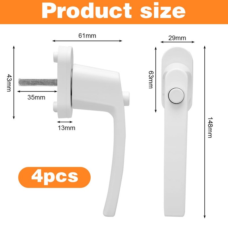 Pack of 4 Window Lock with Button, Window Handle Child