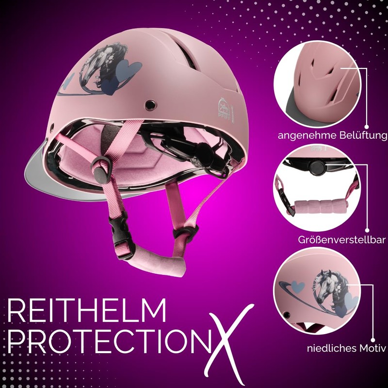 PFIFF ProtectionX Unisex Youth Riding Helmet, Pink, XS