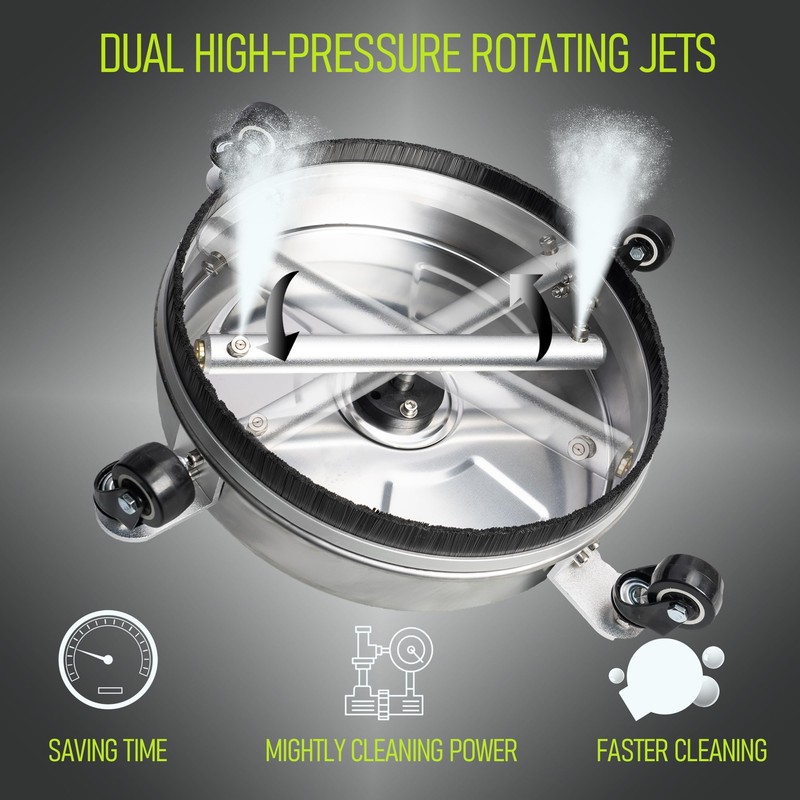 Hourleey 16" Pressure Washer Surface Cleaner, Stainless Steel Surface Cleaner