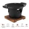 Portable Charcoal Grill with Wooden Frame - Durable Hibachi Grill