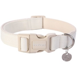 DOGWONG Cotton Hemp Dog Collar, Heavy-Duty Adjustable Soft Natural Fabric Pet Collar - Cute Wedding Puppy Necklace for Small to Large Dogs