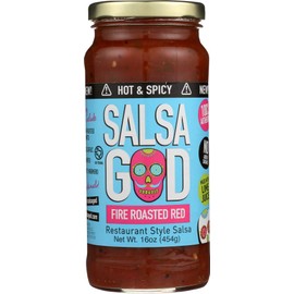 Salsa God Hot Fire Roasted Red Salsa, 16 oz