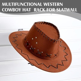 Zonon 20 Pack Slatwall Hat Holder Western Cowboy Hat Display Metal Wall Mounted Rack Chrome Hanger Multifunctional Organizer Slatwall Accessories for Retail or Home Use (Silver)