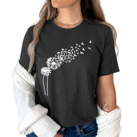 Dandelion Shirt Women Cute Flower Graphic T-Shirts Summer Wildflower Short Sleeved Tops