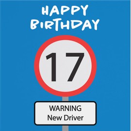 Hunts England - Funny 17th Birthday Card - Happy Birthday - Warning New Driver - Road Sign Collection - Brown Envelope