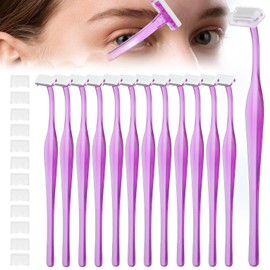 12PCS Eyebrow Trimmer Razors, Facial T Shape Shaver Tool for Eye Brow, Face Razors for Women, Eyebrow Trimming Kit for Girls, Safe and Easy Peach Fuzz Remover for Smooth and Radiant Skin (Purple)