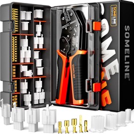 SOMELINE® Automotive Wire Connectors Crimp Tool Kit, Crimper for 24-14 AWG Non-Insulated Quick Disconnect Terminals, with 2-6 Pin 2.8mm Plugs & Sockets