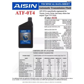 AISIN ATF-0T4 x5 Quart AISIN T-IV Auto Transmission Oil Fluids TOYOTA LEXUS LR2 RAM SAAB VOLVO