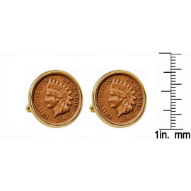 Indian Penny Goldtone Bezel Coin Cuff Links | United States Coins | Men's Cufflinks | Over 100 Years Old