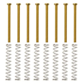 Create idea 8 Sets of Humbucker Pickup Mounting Screws M2.5 x P0.45 Length 31mm with 28mm Springs for Guitar Double Coil Pickup Installation and Adjustment, Gold