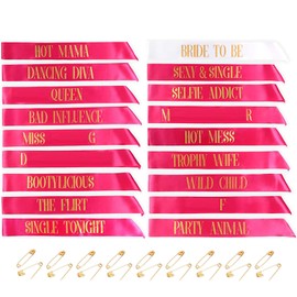 STAY GENT Bride Tribe Sashes Set 17 Pink with 1 White Bride Sash Hen Party - Team Bride and Girls Night Out Favor