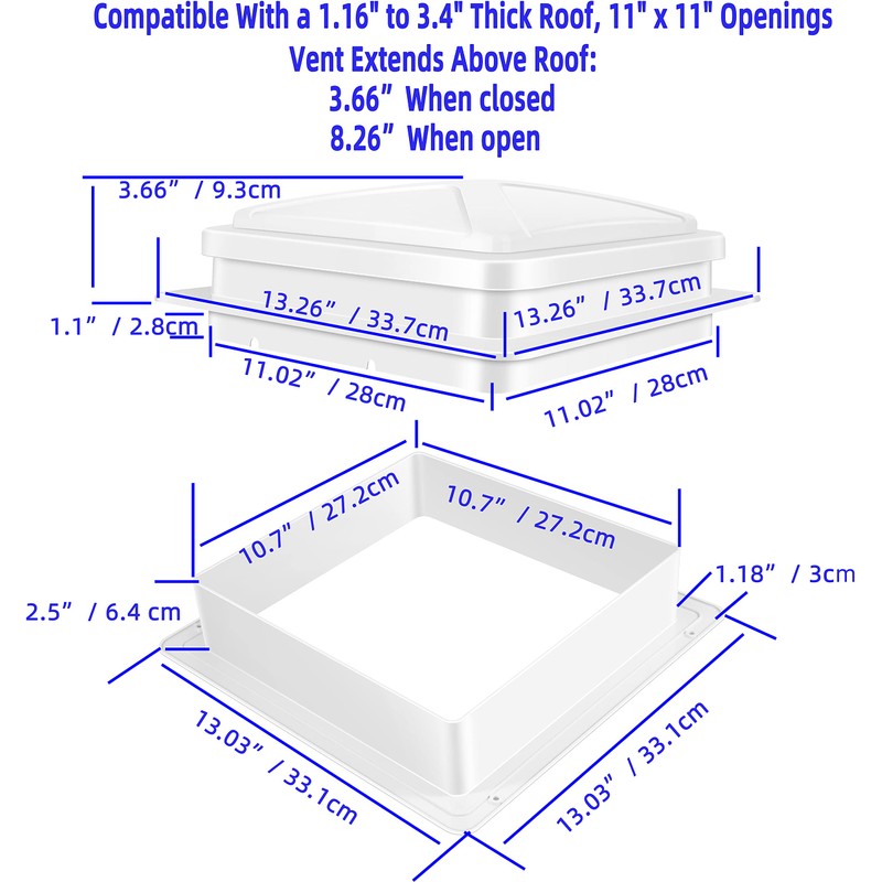 Starvent 11" RV Roof Vent Fan 6-Speed-Reversible (White 11")