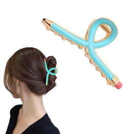 Back To School Hair Claw Clips for Women Teacher Hair Clips Blue Pencil Barrettes Cute Pencil Claws for Thick Funny School Hairpins Supplies Teachers Appreciation Gift Teachers Hair Accessories 1Pcs