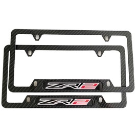 ZR2 License Plate Frame Cover Holder ForChevy ZR2, Carbon Fiber, Truck Car Accessories 2PCS