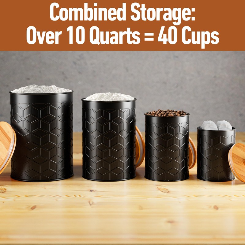 Kitchen Canisters for Countertop Set of 4 - Textured Iron