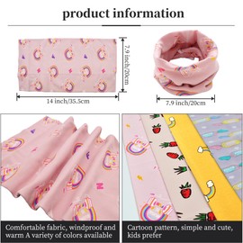 YMIFEEY Pack of 4 Unisex Children's and Baby’s Scarves, Tube Scarf, Cotton O Ring Neck Warmer, Loop Scarves, Windproof Neckerchiefs, Multifunctional Scarf for Winter, Spring, Autumn, Type B, 38