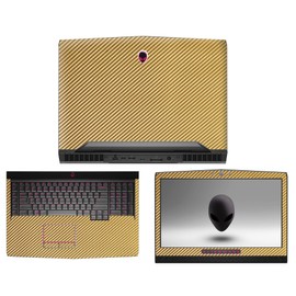 Decalrus - Protective Decal for 2016 Alienware 17 R4 with G Sync (17.3" Screen) Laptop Gold Carbon Fiber Skin Decal case Cover wrap CF2016alienware17Gold