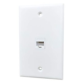 BOPLAT 1 Port Cat5e Ethernet Wall Plate - Single Gang Cat 5 Keystone Jack Female to Female Cover Plate Compatible with CAT7, CAT6, CAT5 Cable in White
