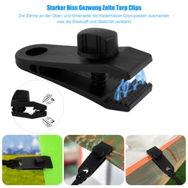 Pack of 12 Tarpaulin Tensioners, Tent Tarp Clips, Tarp Fastening, Tent Clips, Adjustable Tarpaulin Clips, Tent Tarpaulin Carrier Clamp, Waterproof Clip, Plastic Clips for Camping, Tarpaulins, Awning,