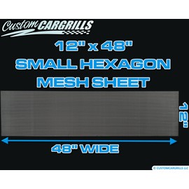 customcargrills 12"x48" Small Hexagon Grill Mesh Sheet - Silver - Shipped Flat, 0.15 x 0.24 inch hole opening, 0.076" thick raw Aluminum, Made in USA