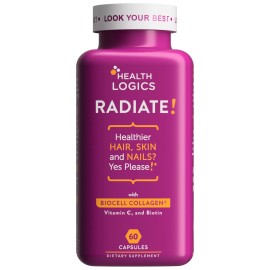 Health Logics Radiate! with BioCell Collagen +C & Biotin (60 Capsules)