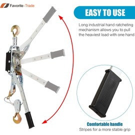 FT 5-Ton Power Puller - Dual Gear Lightweight and Portable Pulling Cable Rope Puller 11023 LBS | Come Along | Ratchet Winch Puller System | Automotive Hoist Pulling Kit (Extra Lubricated)