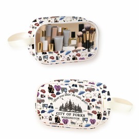 Movie Inspired Clear Makeup Bag Edward's Cullen & Bella Swan Fans Gift Vampire Lover Clear Toiletry Bag City of Forks (Rain C-Makeup UK)