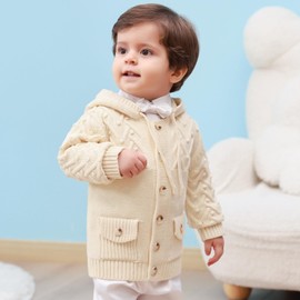 Booulfi Navy Blue Clothing Sets for Boys Long Sleeve Cardigan Clothing, Beige-0309