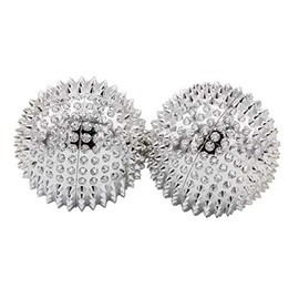 CHI-ENTERPRISE - Two Magnetic Massage Balls - Small | Fascia Balls for Self-Therapeutic Acupressure Treatment | Contents: 2 Hedgehog Balls in Silver, Each 55 mm Diameter & 474 Acupressure Needles