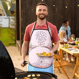 UEETEK Apron Cooking Kitchen Apron, Crazy Belly Man Novelty Apron for Kitchen Cooking BBQ New Year Festival