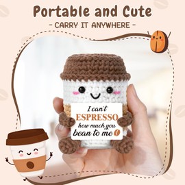 Anniversary Presents for Women/Men, Birthday Gifts for Girlfriend/Boyfriend Crochet Coffee - Positive Emotional Support I Love You Gifts for Him/Her, Coffee Lovers Gift for Couples, I Love You Latte