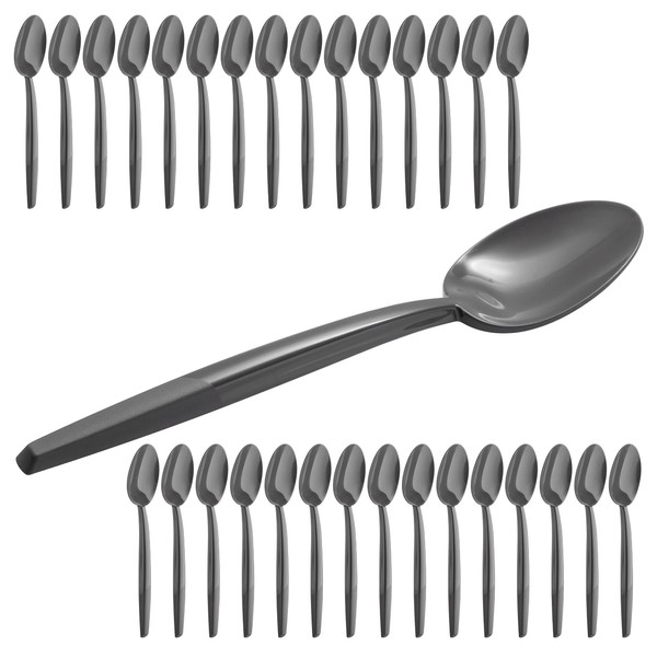 Grizzly Plastic Cutlery Set, 30 Reusable Spoons, Sturdy, Dishwasher Safe, Reusable Grey Cutlery