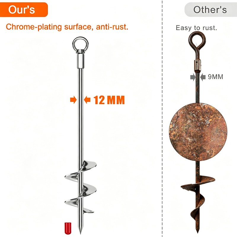 GrowGlow 6 Pack 18'' Ground Anchors Screw in Heavy Duty