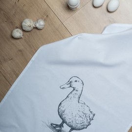 Tea Towel White Duck Grey