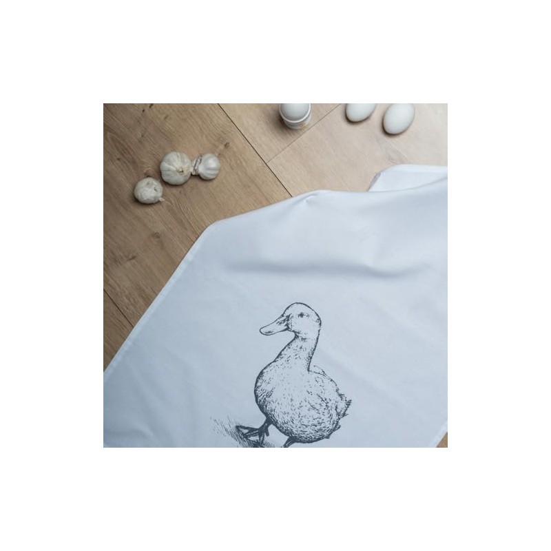 Tea Towel White Duck Grey