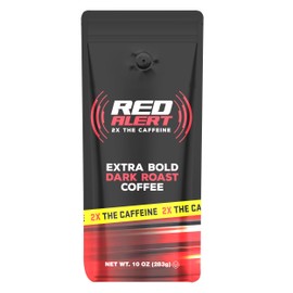 Red Alert Café Molido Extra Fuerte, 10 Oz, Sabor Intenso E Intenso, Alta Cafeína Para Extra Energía, Perfecto Para Un Potente Impulso Matutino