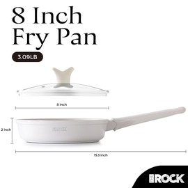 THE ROCK SOHO 8-Inch Non Stick Frying Pan with Lid–Nothing Sticks, Never Warps, Lasts Longer, Ceramic Non Toxic Skillet with Heat-Resistant Handle, PTFE PFOA & PFAS Free, Dishwasher Safe, Cream