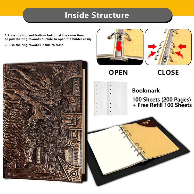 DDFE DND Journal Notebook,Unique 400 Page Book with 3D Embossed