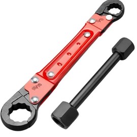moniko Angle Stop Wrench Kit, Double Ended Pipe Wrench Set, #45 Carbon Steel Plumbing Wrench for Installing Compression Angle Stop & Removing Compression Ring in Tight Bathroom Kitchen Spaces