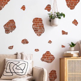 Retro Brickyard Faux Brick Wall Stickers, sacinora Brick Breakaway DIY Art Wall Decals Removable Vinyl Peel and Stick for Cafe Study Room Living Room Bedroom Home Decorations