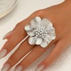 Quivox Chunky Flower Pearl Thumb Rings,Exaggerated Gold Floral Bead Promise