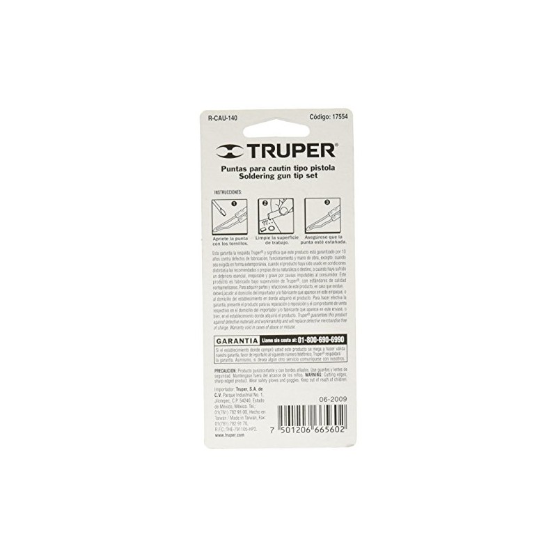 Truper R-CAU-140, Puntas de repuestos para cautín tipo pistola CAU-140,